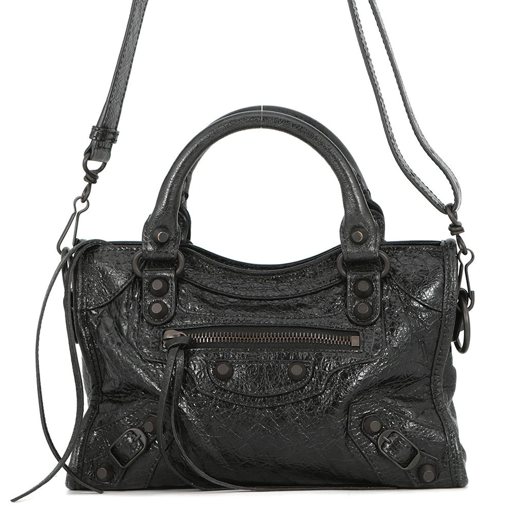 Balenciaga Shoulder Bag Le City Arena Lambskin Black
